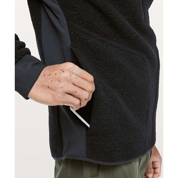 Lululemon Tundra Trek 1/2 Zip fleece sherpa pullover black sweater men Medium - Picture 2 of 6